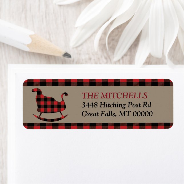 Red Buffalo Plaid Bordure de Noël Sleigh (En situation)