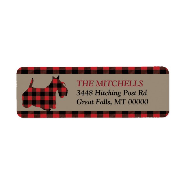 Red Buffalo Plaid Bordure Scottish Terrier (Devant)