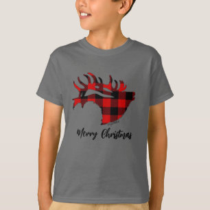 Red Buffalo Plaid Bull Elk T-Shirt