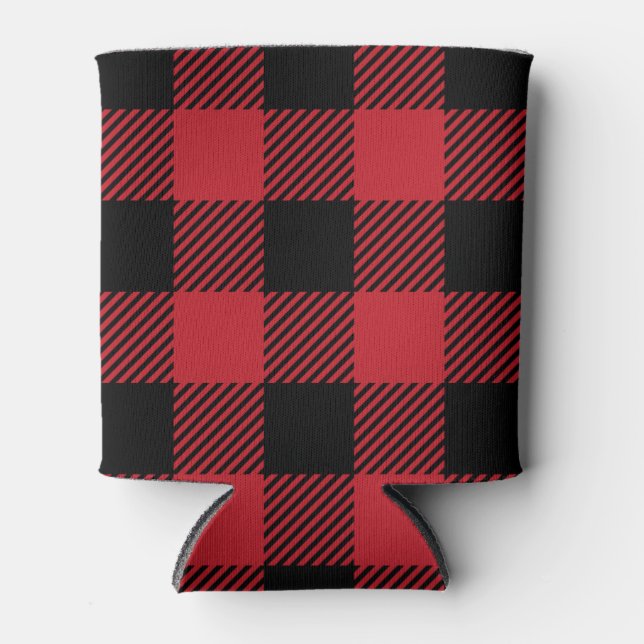 Red Buffalo Plaid Can Cooler (Front)