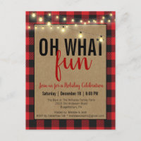 Red Buffalo Plaid Check Fun Holiday Party Invite