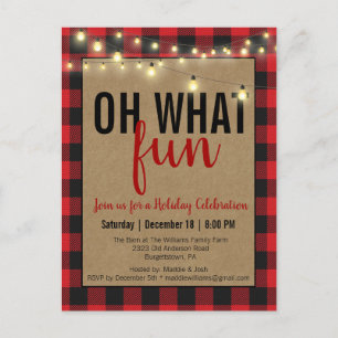 Red Buffalo Plaid Check Fun Invitation de fête de