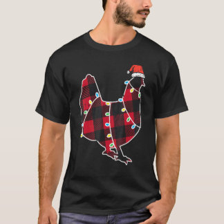 Red Buffalo Plaid Chicken Farmer Xmas Pyjamas Farm T-Shirt