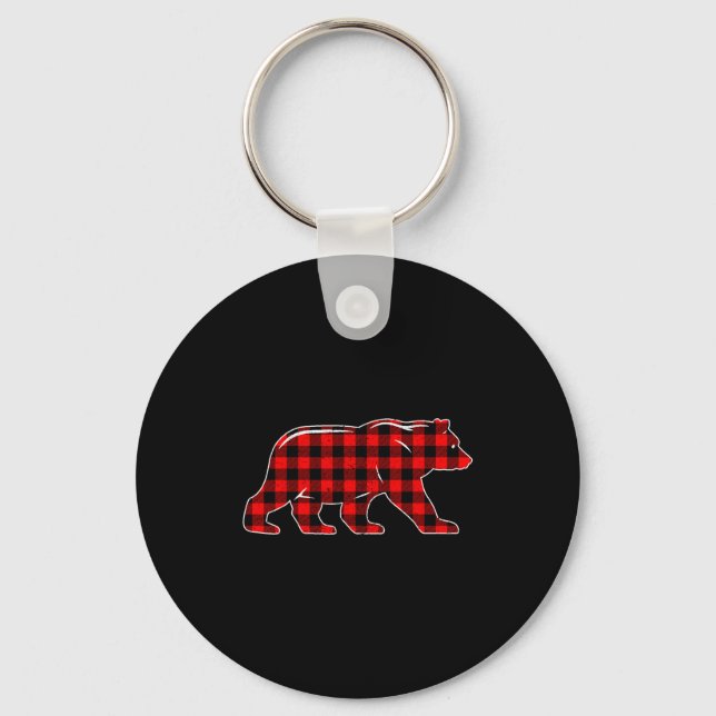 Red Buffalo Plaid Christmas Bear Pajama Sweater Wo Keychain (Front)