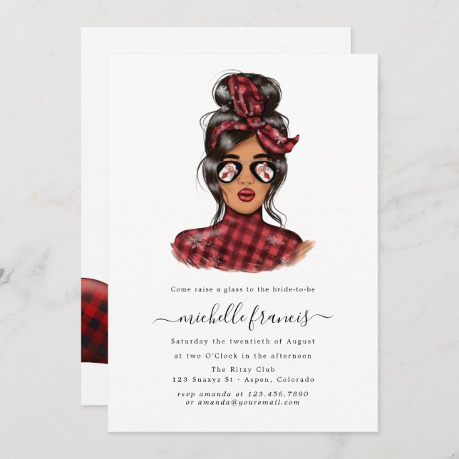 Red Buffalo Plaid Christmas Bridal Shower Invitati Invitation (Front/Back)