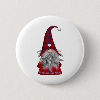 Red Buffalo Plaid Christmas Farmhouse Gnome 2 Inch Round Button