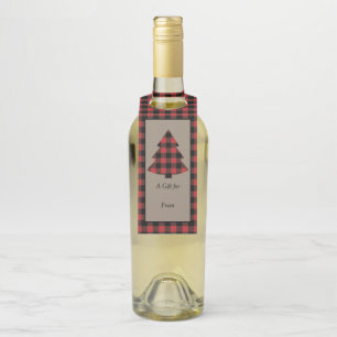 Red Buffalo Plaid Christmas Tree Bottle Tag