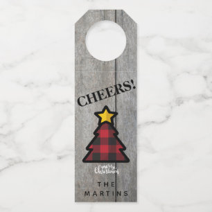 Red Buffalo Plaid Christmas Tree Bottle Tag