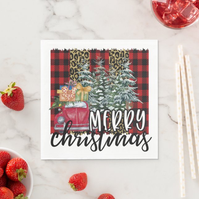 Red Buffalo Plaid Christmas Tree Napkin (Insitu)