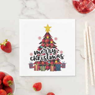 Red Buffalo Plaid Christmas Tree Napkin