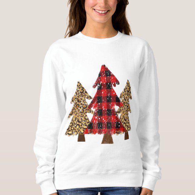 Red Buffalo Plaid Christmas Tree Sweatshirt (Front)
