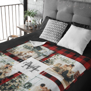 Red Buffalo Plaid & Collage Photo Avec Initiale