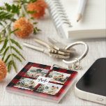 Red Buffalo Plaid & Collage Photo With Initial  Keychain<br><div class="desc">Embrace the timeless charm of Red Buffalo Plaid and create a personalized masterpiece with our Collage Photo With Initial custom product, available exclusively on Zazzle! Whether you're looking for a unique gift or a stunning addition to your home decor, this customizable item is perfect for adding a touch of rustic...</div>