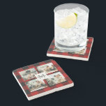 Red Buffalo Plaid & Collage Photo With Initial  Stone Coaster<br><div class="desc">Embrace the timeless charm of Red Buffalo Plaid and create a personalized masterpiece with our Collage Photo With Initial custom product, available exclusively on Zazzle! Whether you're looking for a unique gift or a stunning addition to your home decor, this customizable item is perfect for adding a touch of rustic...</div>