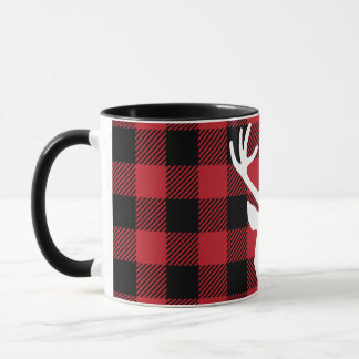 Red Buffalo Plaid Deer Head Mug
