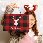 Red Buffalo Plaid & Deer | Personal Name Gift Large Gift Bag<br><div class="desc">Embrace the rustic charm of the great outdoors with our Red Buffalo Plaid & Deer Personalized Name Gift! Whether you're shopping for yourself or looking for a thoughtful gift,  this design brings a touch of wilderness to any occasion.</div>