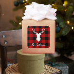 Red Buffalo Plaid & Deer | Personal Name Gift Square Sticker<br><div class="desc">Embrace the rustic charm of the great outdoors with our Red Buffalo Plaid & Deer Personalized Name Gift! Whether you're shopping for yourself or looking for a thoughtful gift,  this design brings a touch of wilderness to any occasion.</div>
