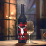 Red Buffalo Plaid & Deer | Personal Name Gift Wine Label<br><div class="desc">Embrace the rustic charm of the great outdoors with our Red Buffalo Plaid & Deer Personalized Name Gift! Whether you're shopping for yourself or looking for a thoughtful gift,  this design brings a touch of wilderness to any occasion.</div>