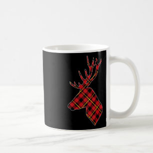 Red Buffalo Plaid Deer Reindeer Head Christmas Hun Coffee Mug