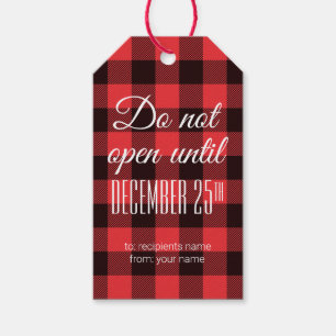 Red Buffalo Plaid Do Not Open Until December 25th Gift Tags