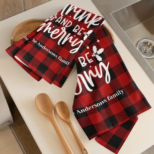 Red Buffalo Plaid “Eat, Drink & Be Merry” Kitchen Towel