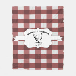 Red Buffalo Plaid Farm Chicken Fleece Blanket