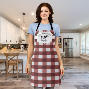 Red Buffalo Plaid Farm Cow Apron