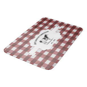 Red Buffalo Plaid Farm Cow Bath Mat