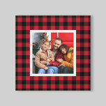 Red Buffalo Plaid Farmhouse Christmas Photo Canvas<br><div class="desc">This farmhouse style plaid Christmas holiday wall art canvas features a custom square family photo space framed by a red and black buffalo check / plaid patterned background. Photo tip: crop your photo to a square shape prior to upload.</div>