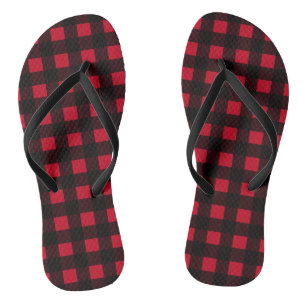 Red Buffalo Plaid Flip Flops