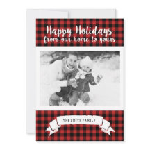 Red Buffalo Plaid Happy Holidays Photo Card