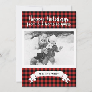 Red Buffalo Plaid Happy Holidays Photo Card