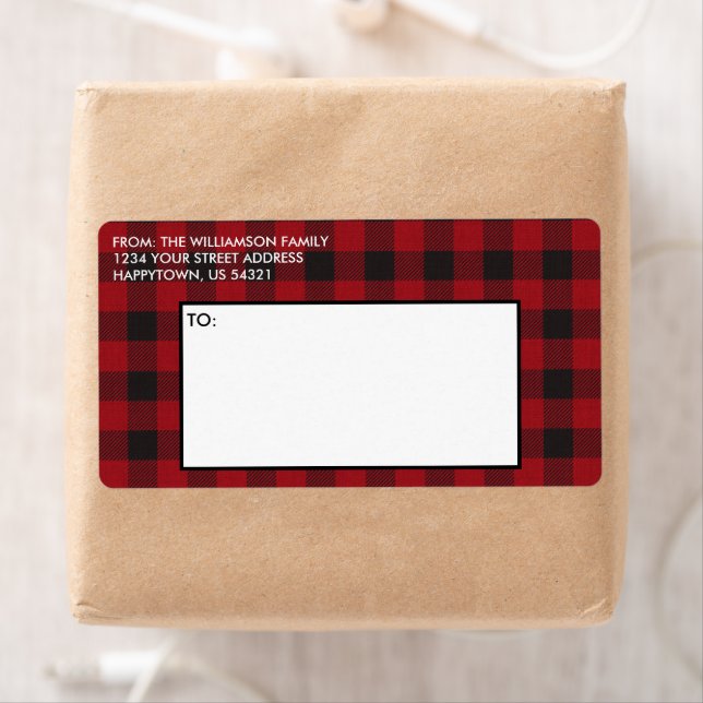 Red Buffalo Plaid Holiday Adresse postale (En situation)