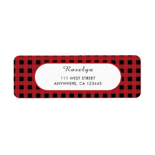 Red Buffalo Plaid Holiday Return Address Label
