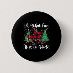 Red Buffalo Plaid Horse Oh What Fun It Is To Ride 2 Inch Round Button