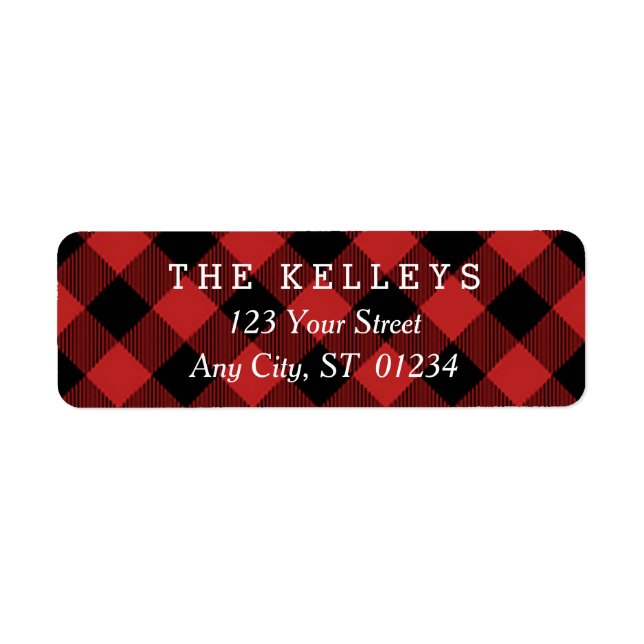 Red Buffalo Plaid II Return Address Label (Front)