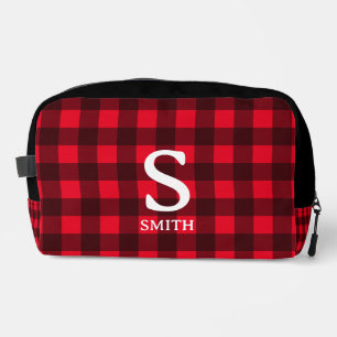 Red buffalo plaid lumberjack pattern toiletry bag
