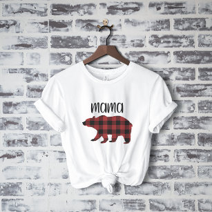 Red Buffalo Plaid Mama Bear Holiday Gift T-Shirt