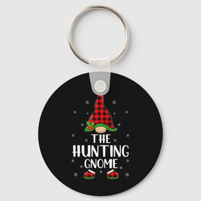 Red Buffalo Plaid Matching The Hunting Gnome Chris Keychain (Front)