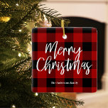 Red Buffalo Plaid & Merry Christmas |Personal Name Ceramic Ornament<br><div class="desc">Get ready to infuse your holiday season with a touch of rustic charm and personalized warmth with our Red Buffalo Plaid & Merry Christmas collection! Whether you're decorating your home or searching for the perfect gift, these festive items are designed to bring joy and comfort to your celebrations.Spread joy, warmth,...</div>