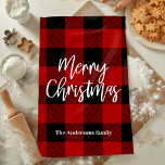 Red Buffalo Plaid & Merry Christmas |Personal Name Kitchen Towel<br><div class="desc">Get ready to infuse your holiday season with a touch of rustic charm and personalized warmth with our Red Buffalo Plaid & Merry Christmas collection! Whether you're decorating your home or searching for the perfect gift, these festive items are designed to bring joy and comfort to your celebrations.Spread joy, warmth,...</div>