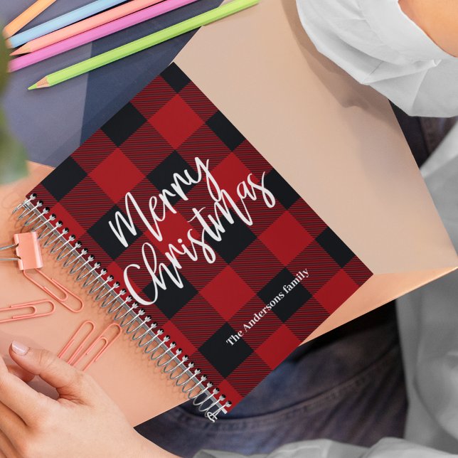 Red Buffalo Plaid & Merry Christmas |Personal Name Notebook (Creator Uploaded)