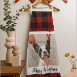 Red Buffalo Plaid & Merry Woofmas With Dog Photo Apron<br><div class="desc">Red Buffalo Plaid & Merry Woofmas With Dog Photo</div>