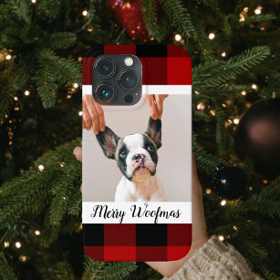 Red Buffalo Plaid & Merry Woofmas With Dog Photo iPhone 13 Pro Case