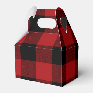 Red Buffalo Plaid Modern Rustic Country Party Favor Box
