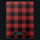 Red Buffalo Plaid Monogrammed Spiral Notebook<br><div class="desc">This red buffalo plaid monogrammed spiral notebook is the perfect gift for her. The design features a classic red and black buffalo plaid pattern. Personalize the notebook with her first or last name.</div>