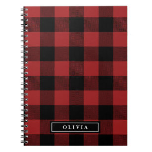 Red Buffalo Plaid Monogrammed Spiral Notebook