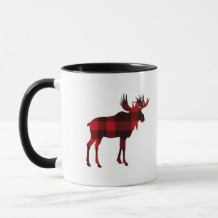 Red Buffalo Plaid Moose Coffee Mug