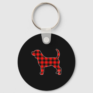 Red Buffalo Plaid Pajama Beagle Christmas Dog Love Keychain