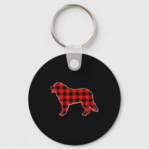 Red Buffalo Plaid Pajama Bernese Mountain Christma Keychain
